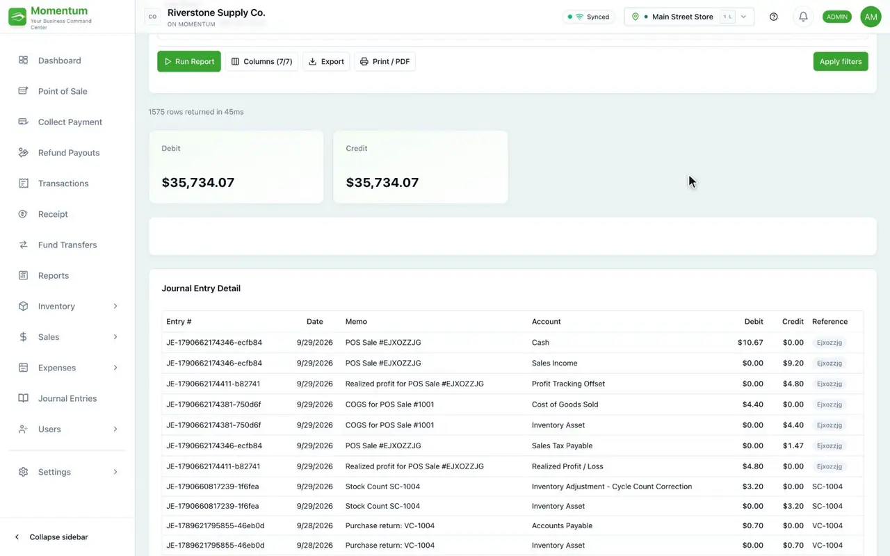 Momentum accounting in use
