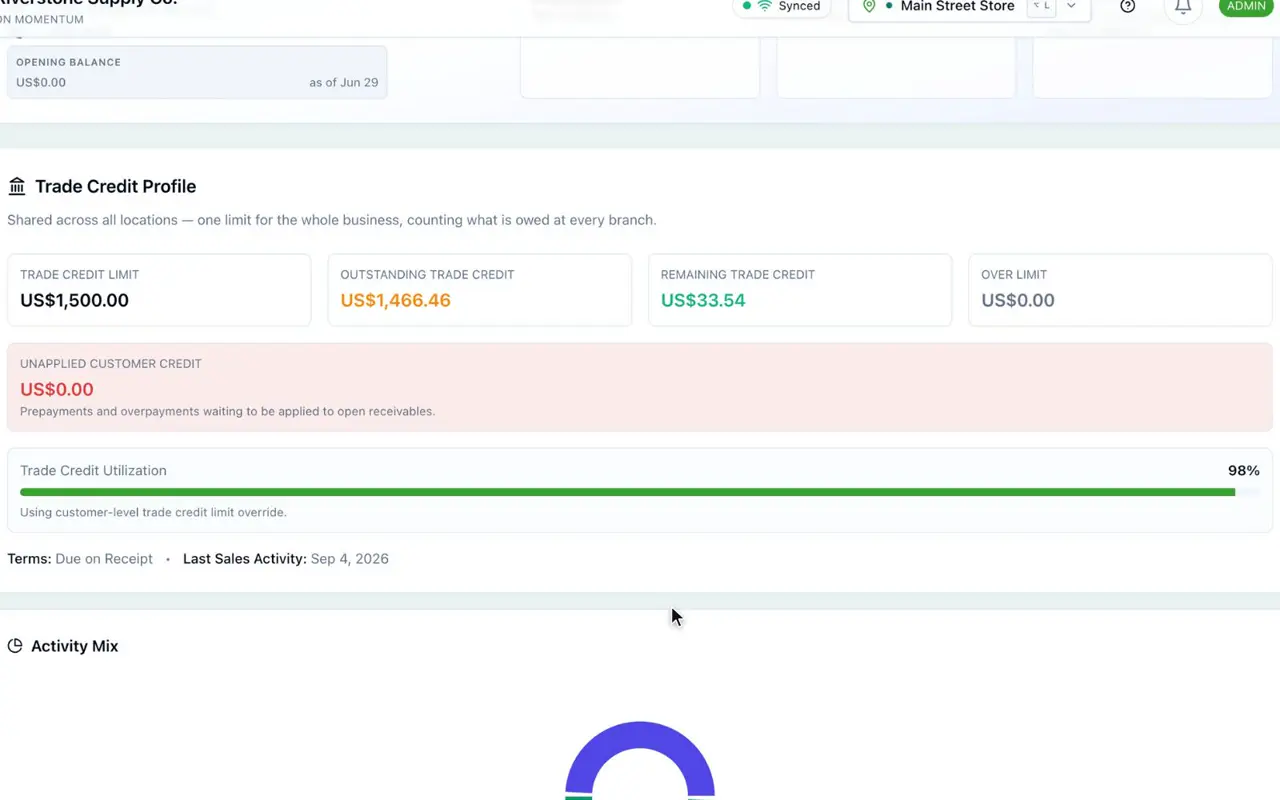 Momentum customer records in use